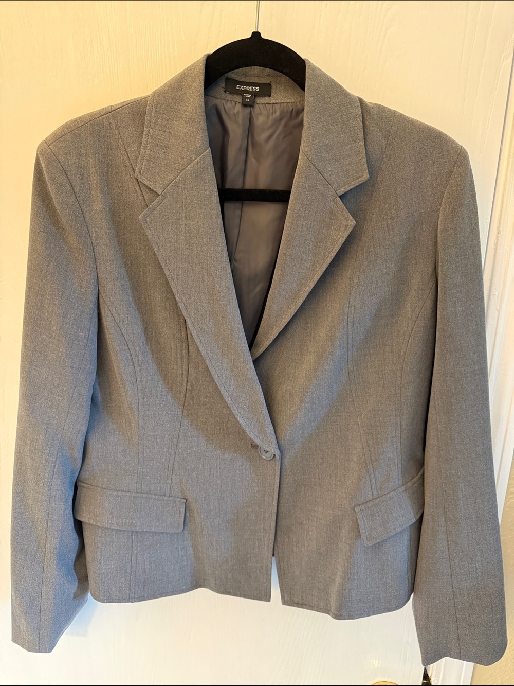 Express Gray Single-Button Tailored Blazer